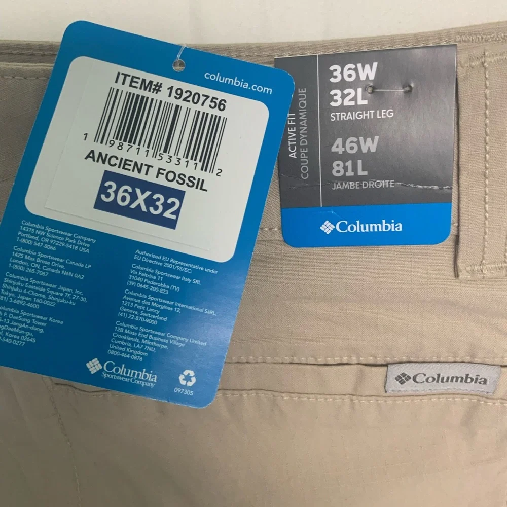Columbia Men's pants active fit straight leg 36wx32w new - Picture 3 of 7